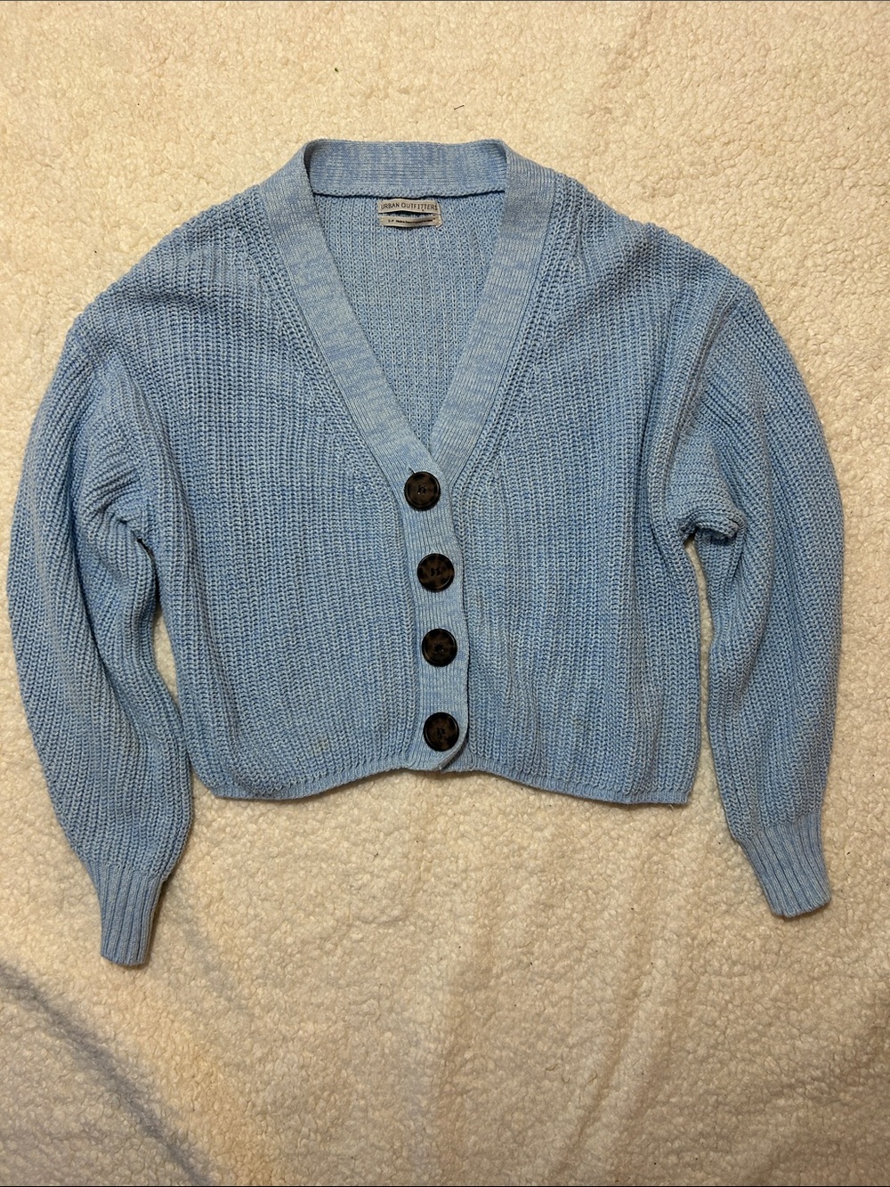 Urban Outfitters Light Blue Cropped Button Cardigan